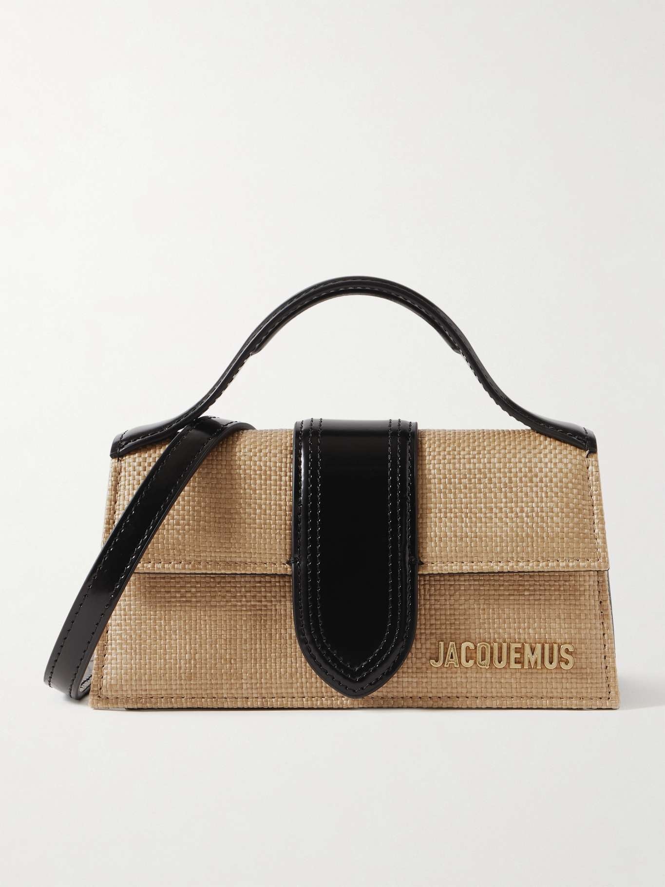 Le Bambino leather-trimmed raffia tote - 1