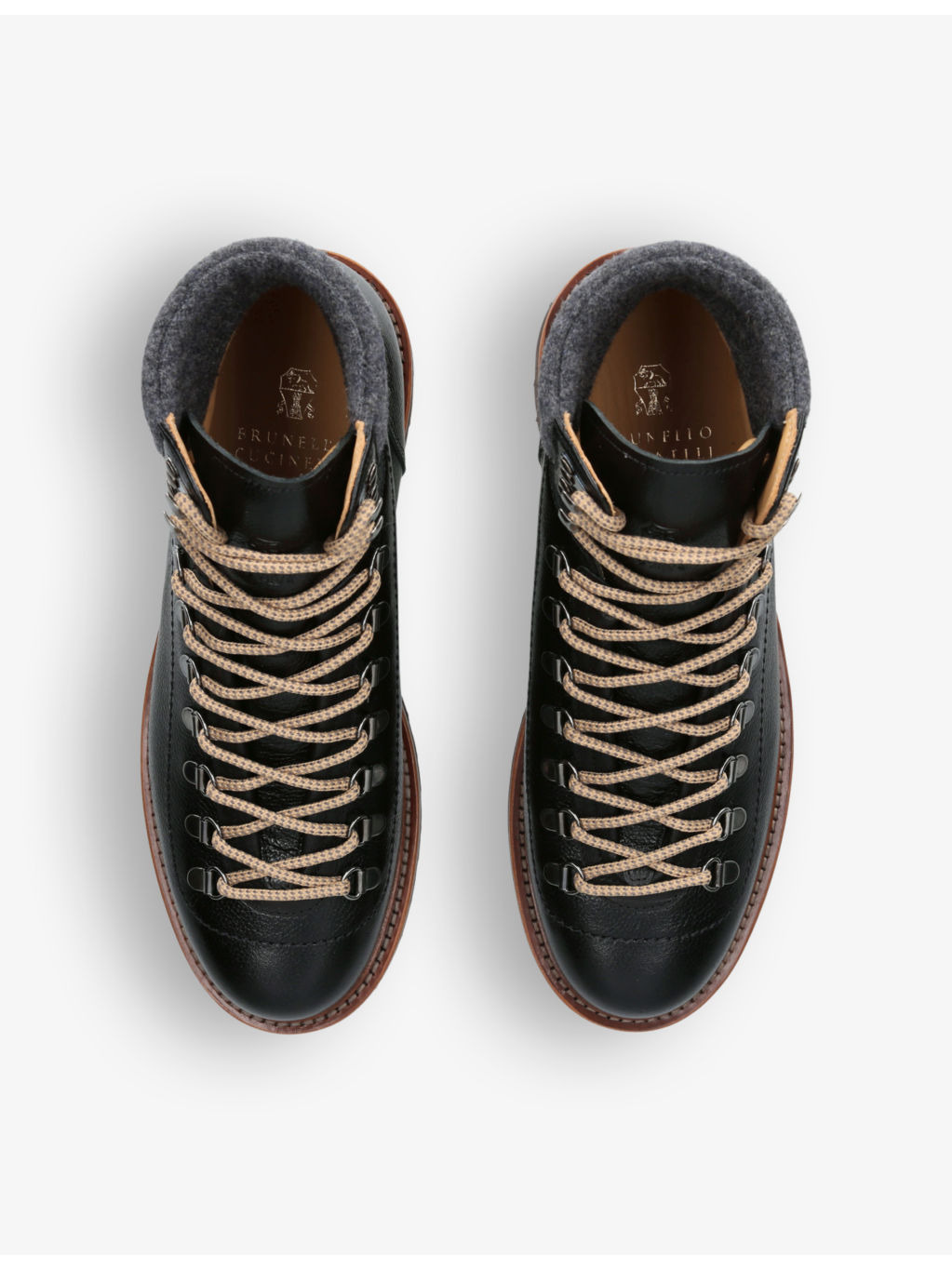 Chunky-sole tonal-stitching leather hiking boots - 2