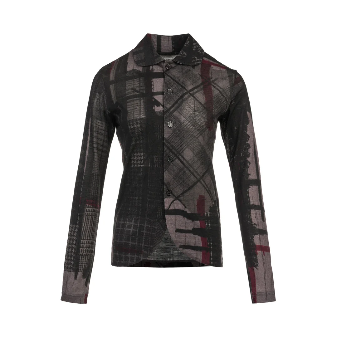 Round Collar Printed Cardigan - 1