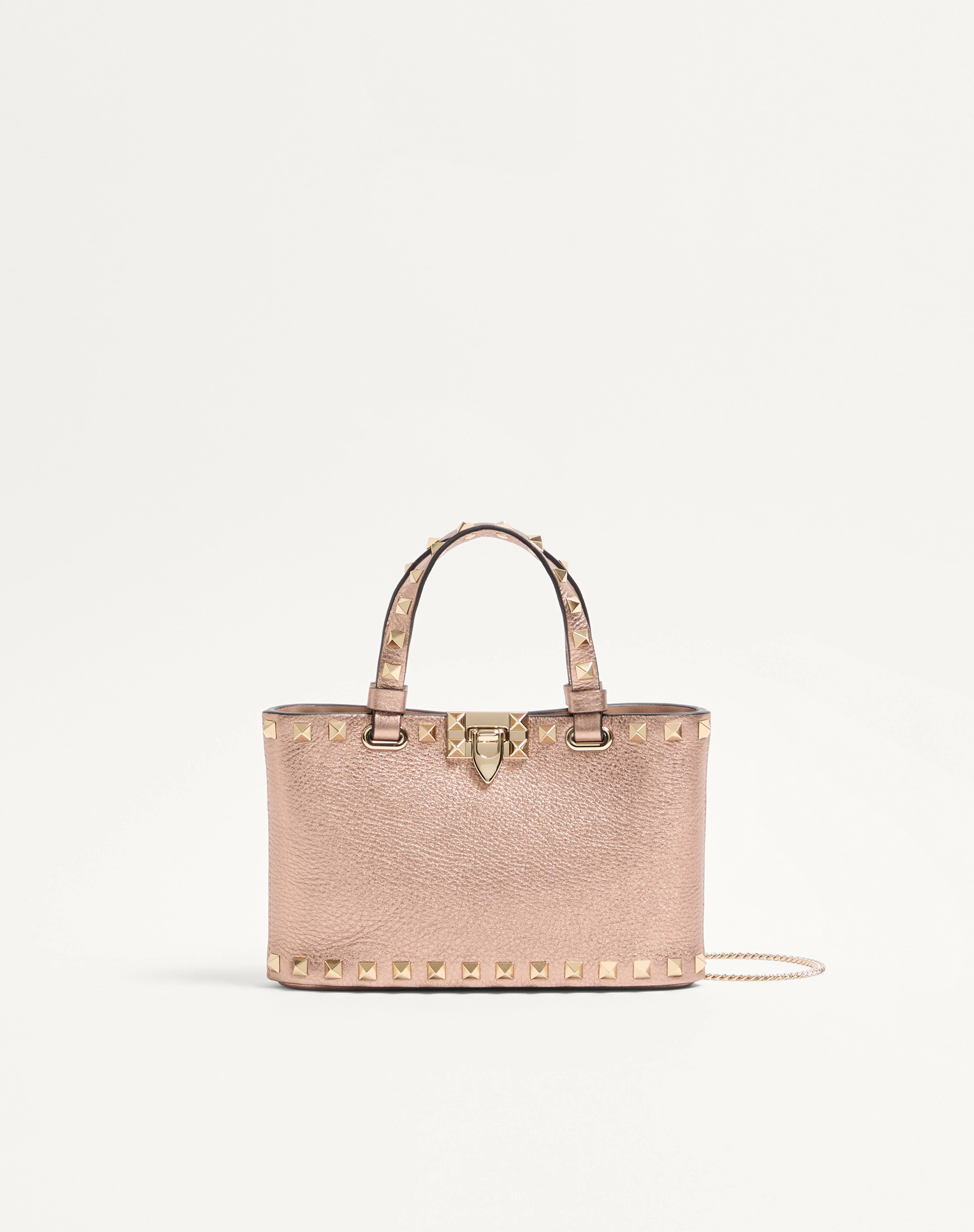 ROCKSTUD MINI SHOPPING BAG IN LAMINATED GRAINY CALFSKIN - 1