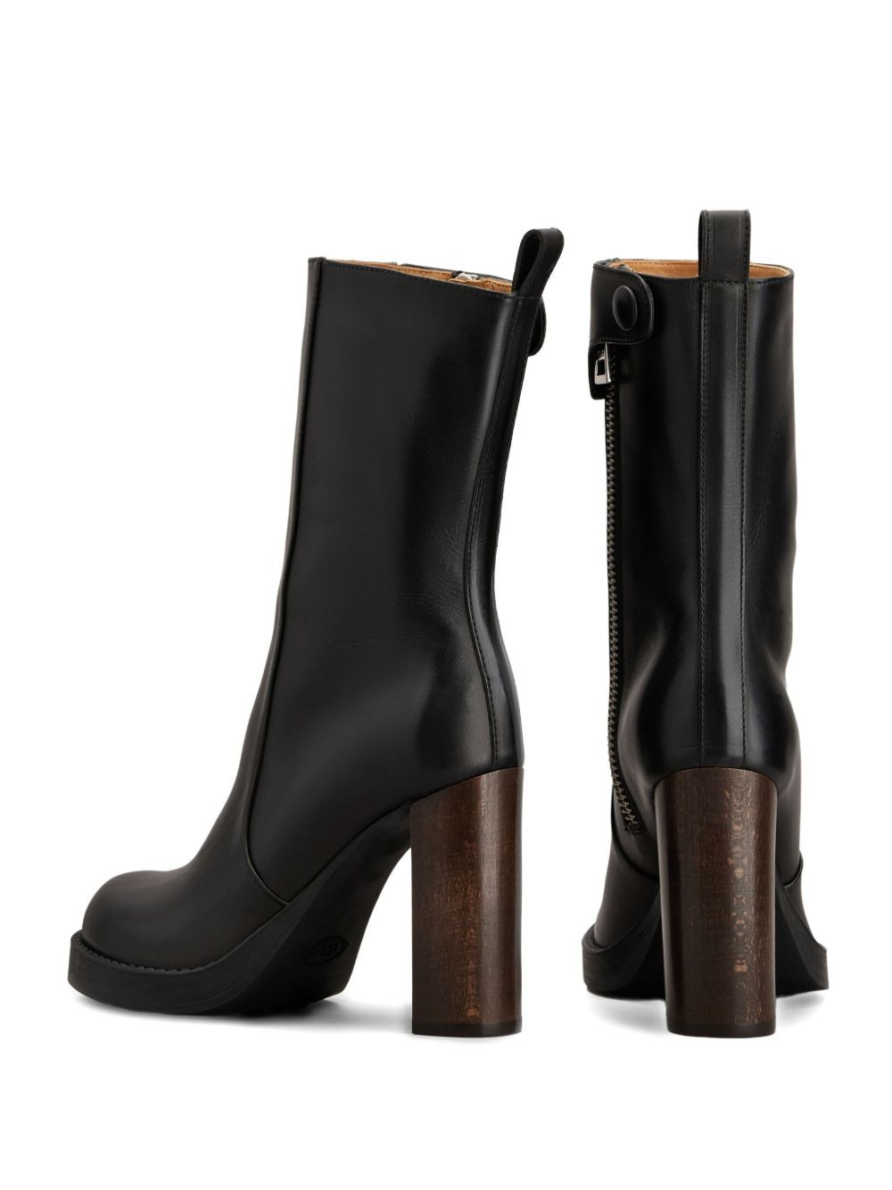 leather zip-fastening block-heel boots - 4