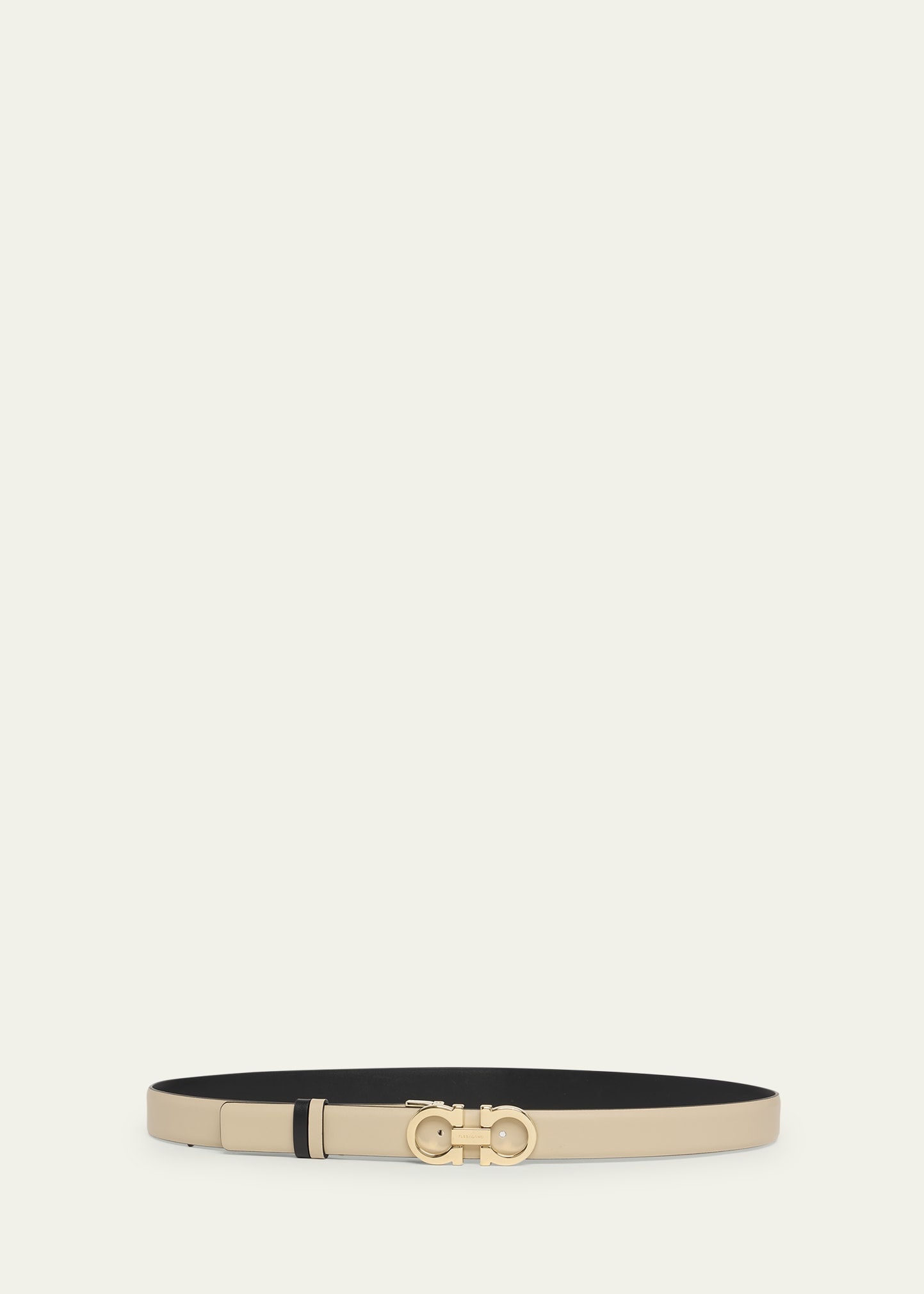 Mediterranean Gancini Leather Skinny Belt - 3