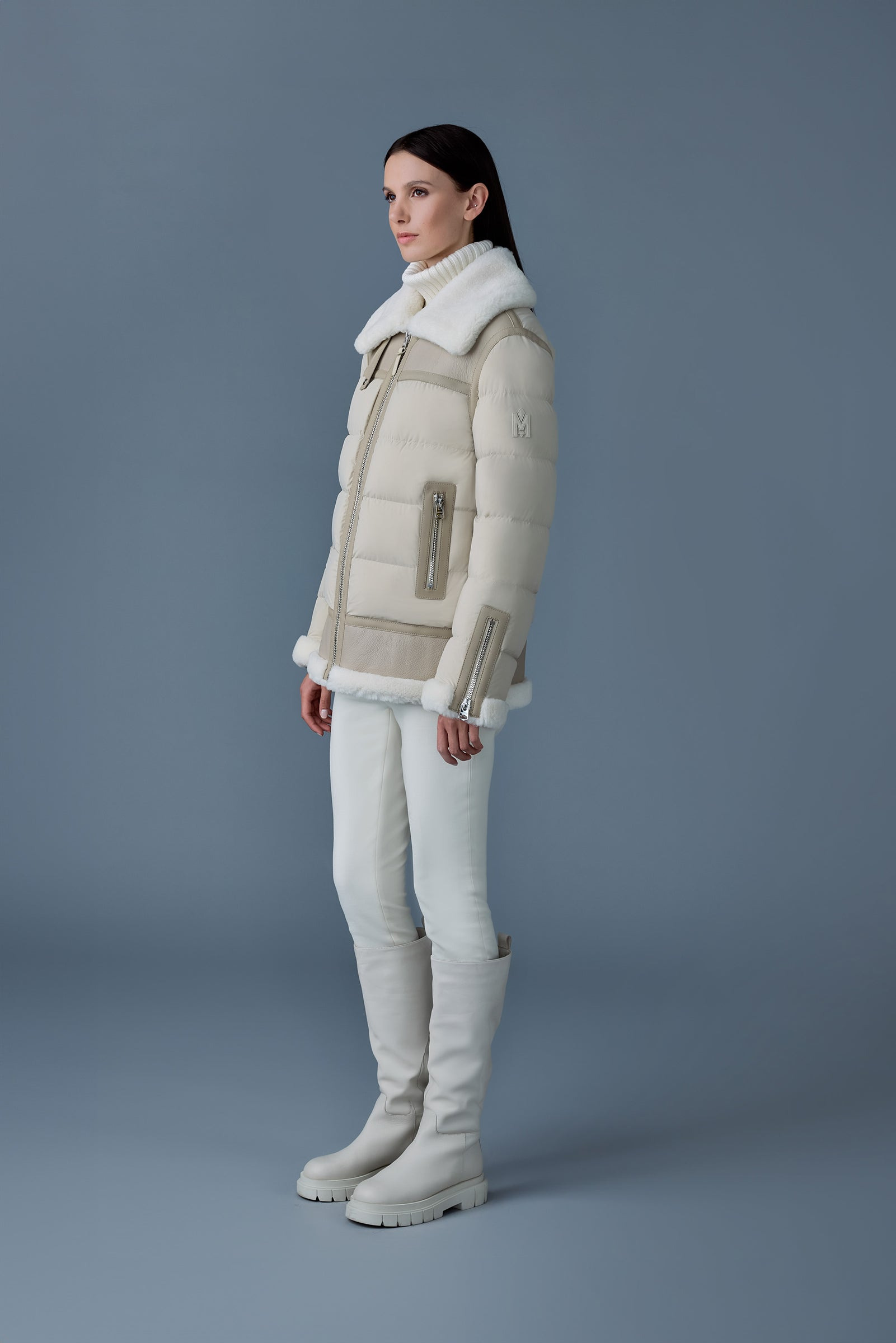 VANNA Mixed-media shearling down jacket - 3