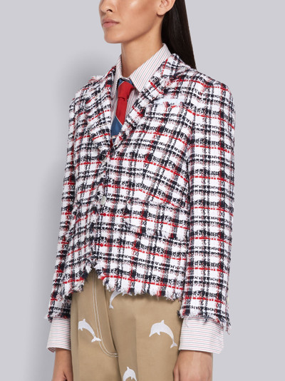 Thom Browne RWB Ribbon Tweed Classic Plaid Frayed Little Boy Jacket outlook