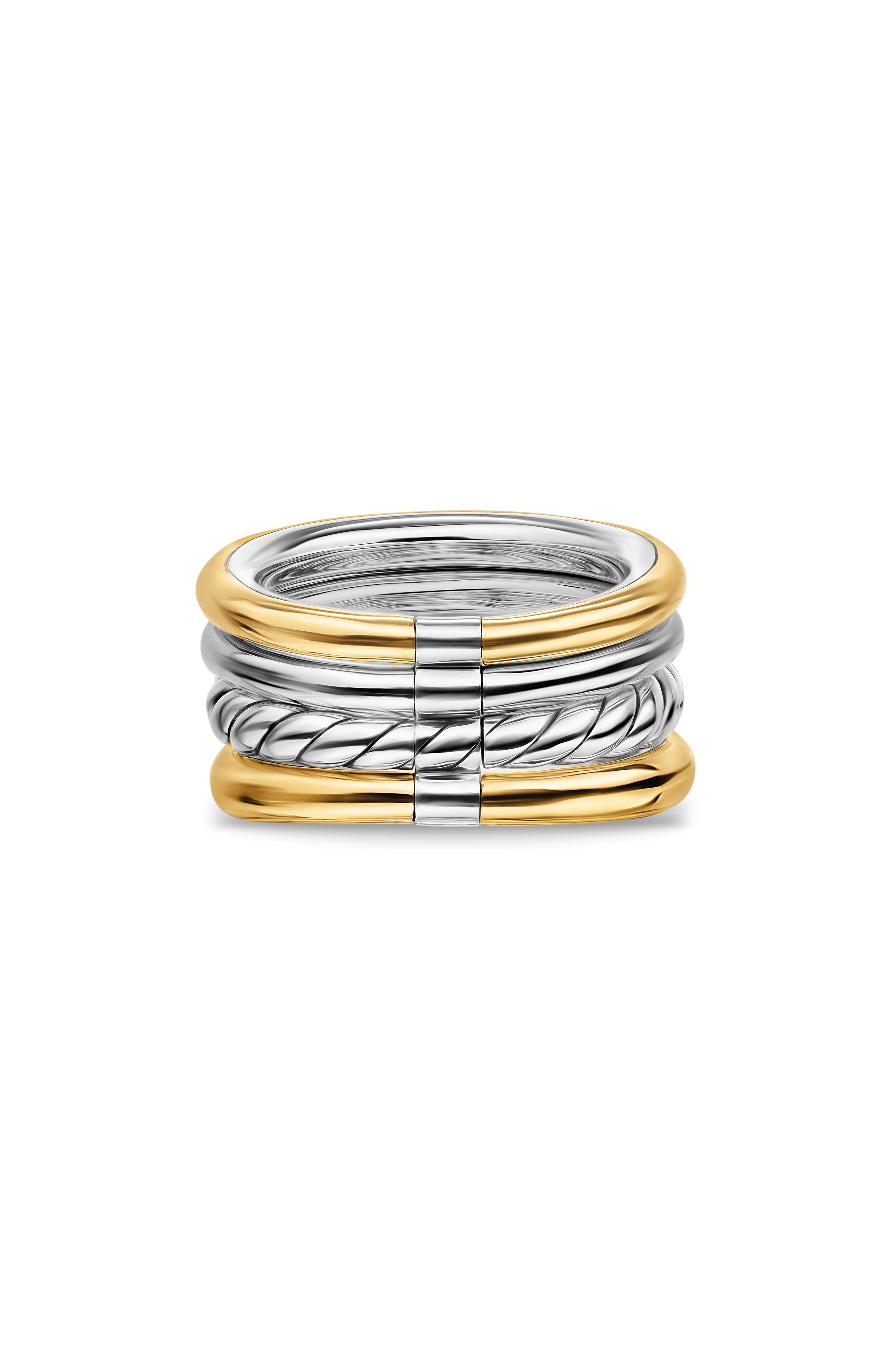 David Yurman DY Mercer® Four Row Stone Ring in Sterling Silver with 18K Yellow Gold, Sky Blue Topaz  - 5