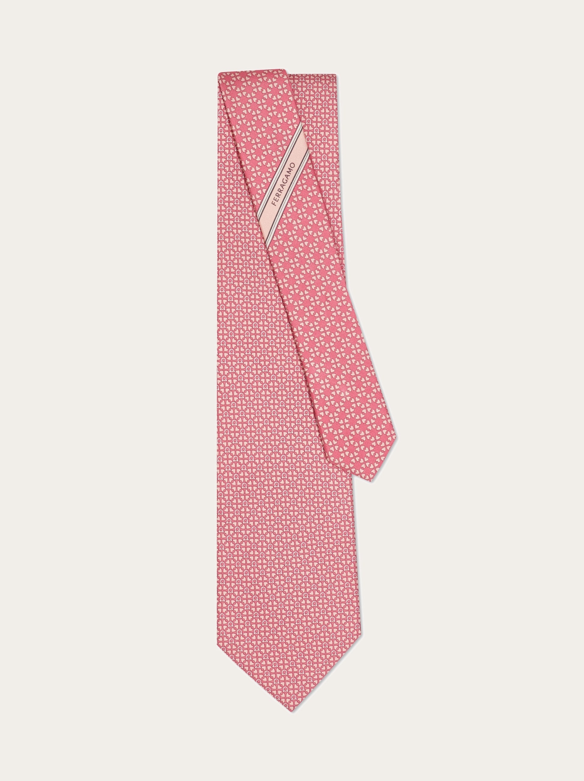 Gancini and hearts printed silk tie - 3