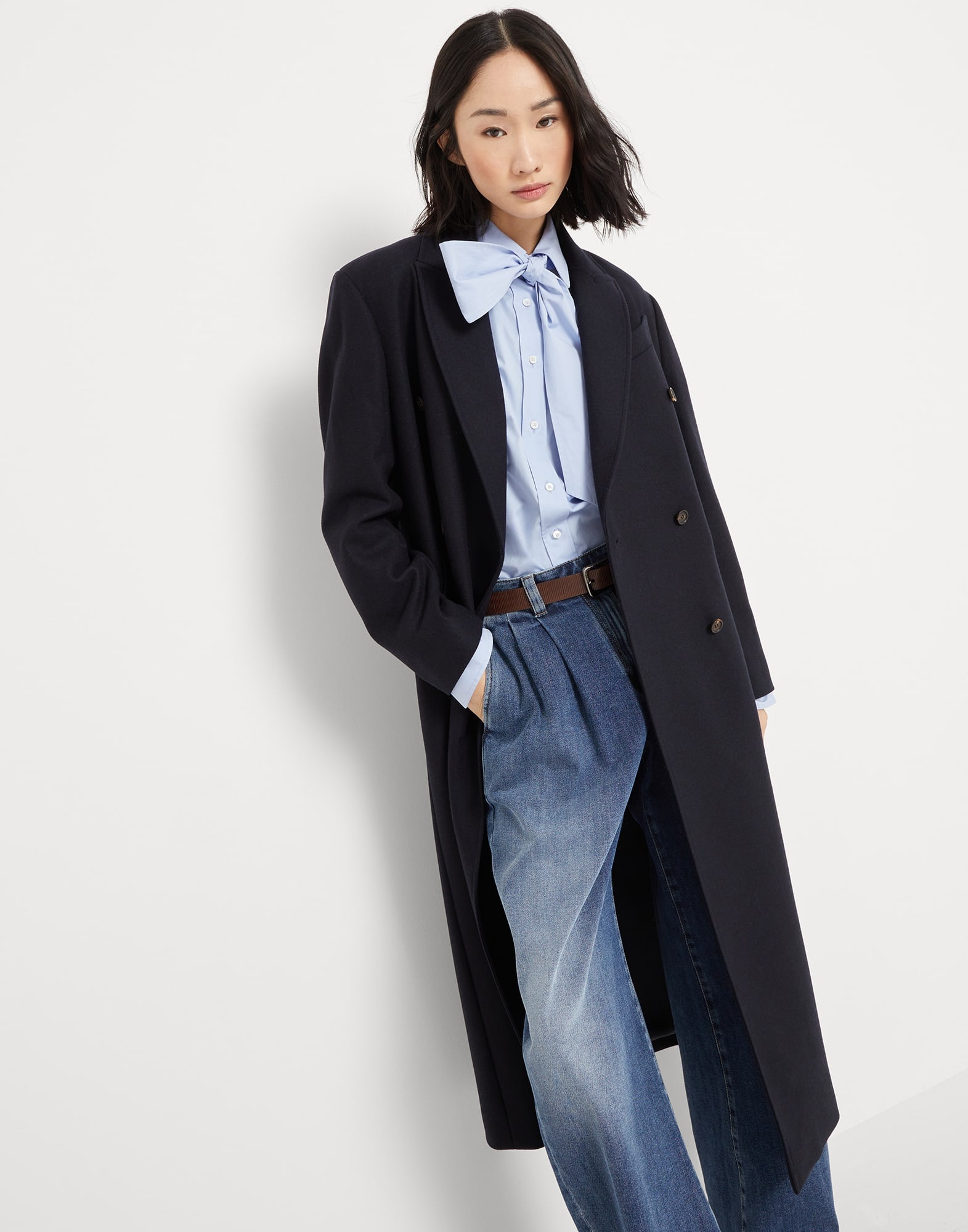 Lightweight wool cloth coat with monili - 4