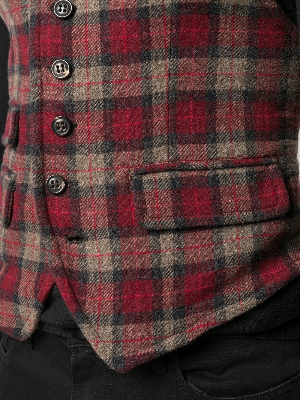 checked wool waistcoat - 5