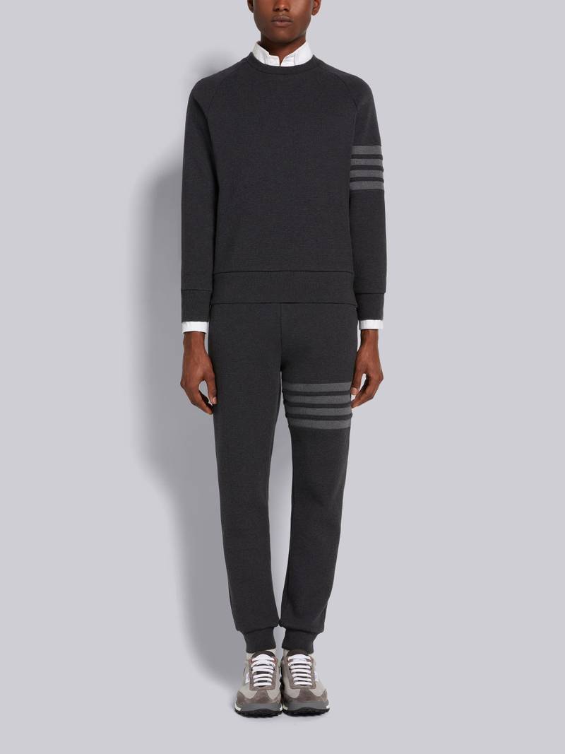 Charcoal Compact Waffle 4-Bar Crew Neck Sweatshirt 4