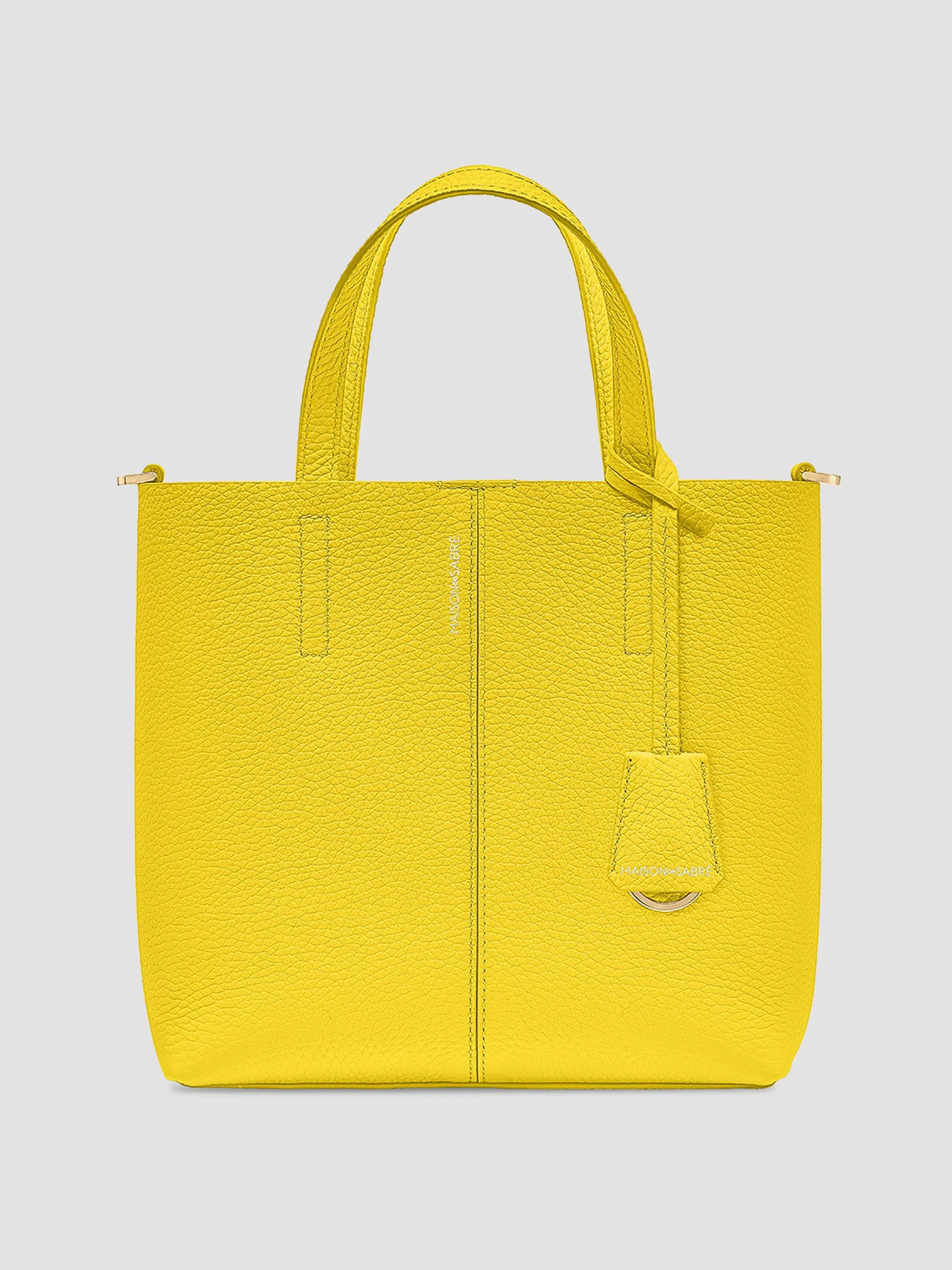 Women's Small Leather Soft Tote Bag - Daisy Yellow - 1