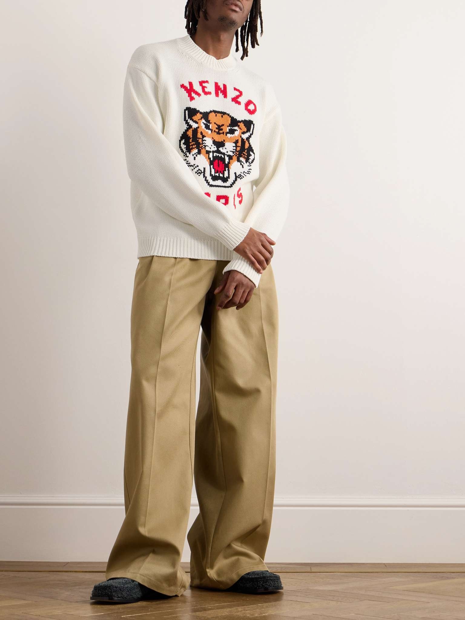 Lucky Tiger Logo-Jacquard Cotton-Blend Sweater - 2