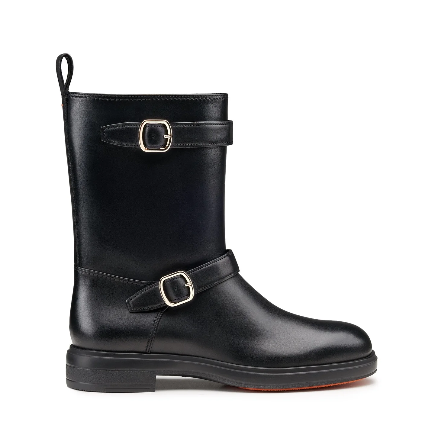 Women's black leather ankle boot - 1