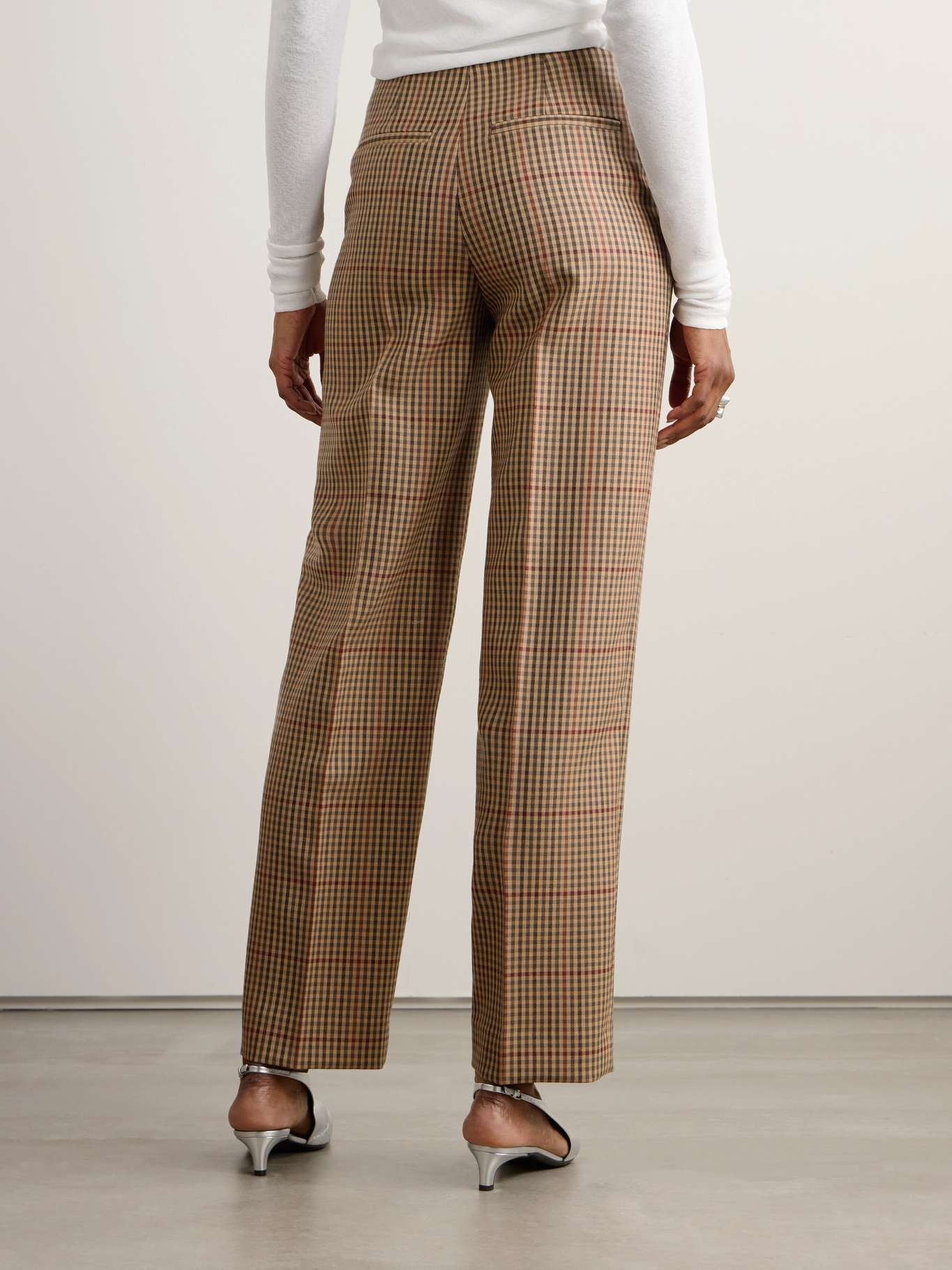 Checked wool straight-leg pants - 4