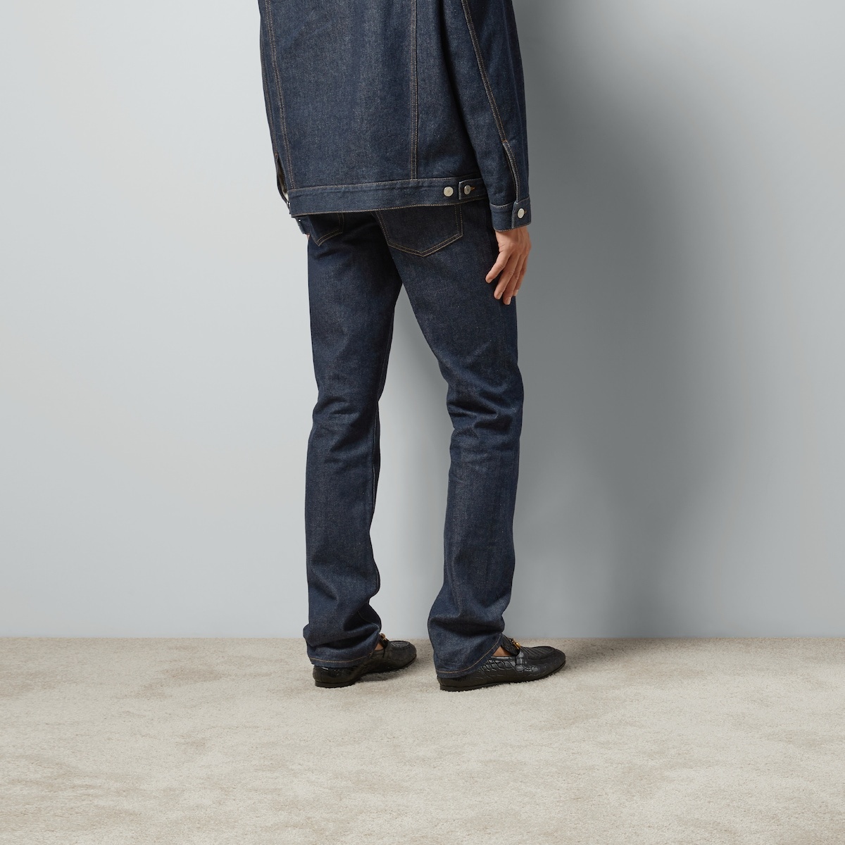 Denim pant with GG embossed detail - 7