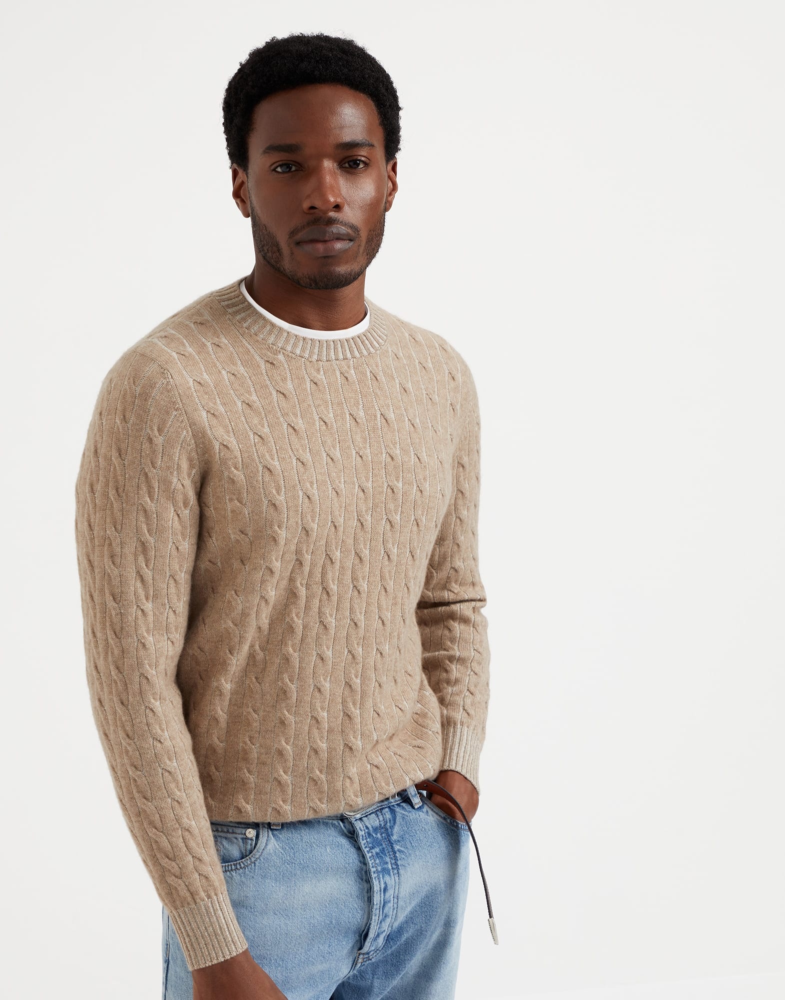 Cashmere vanisé cable knit sweater - 1