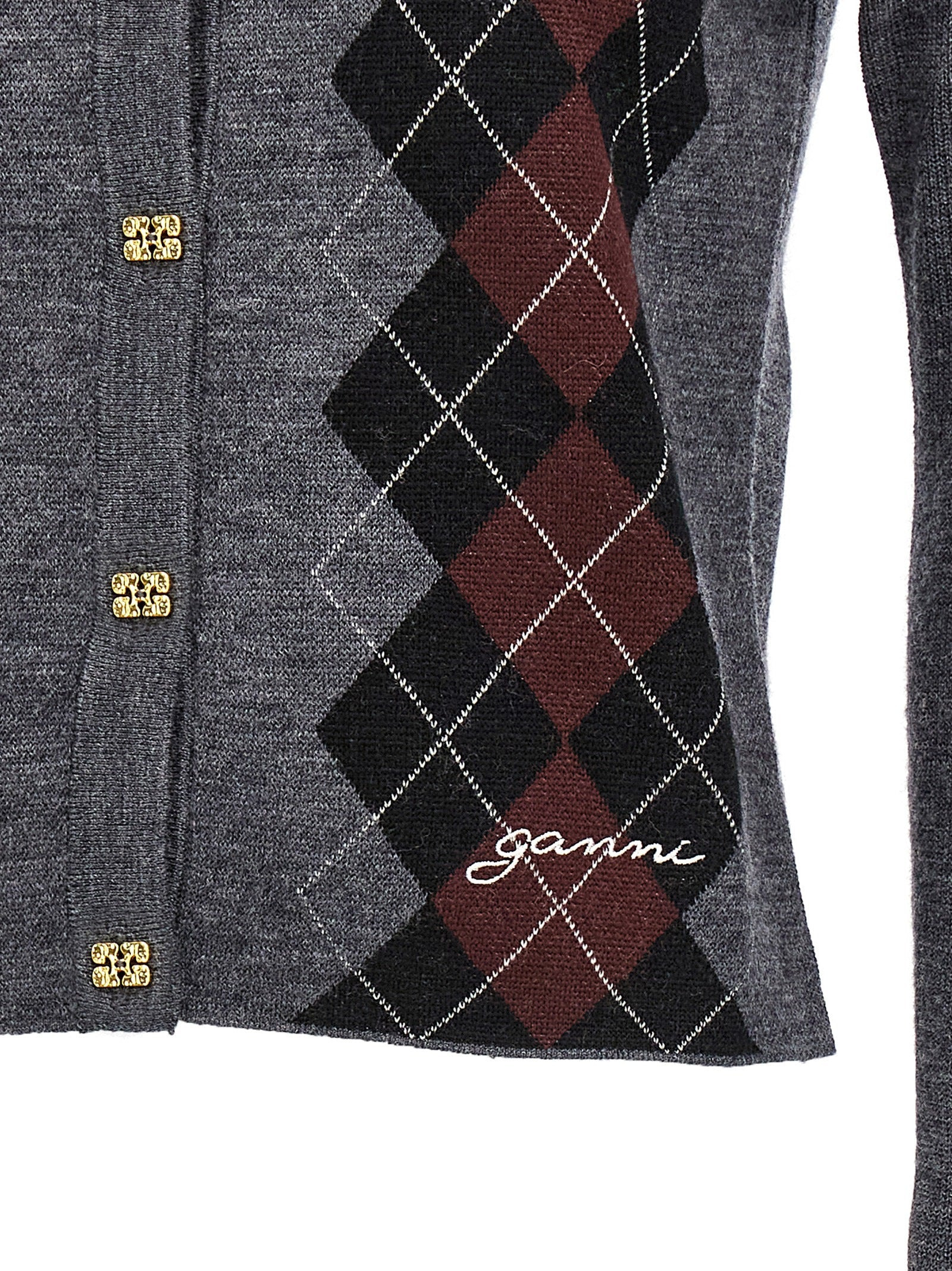 Ganni Women Argyle Cardigan - 4