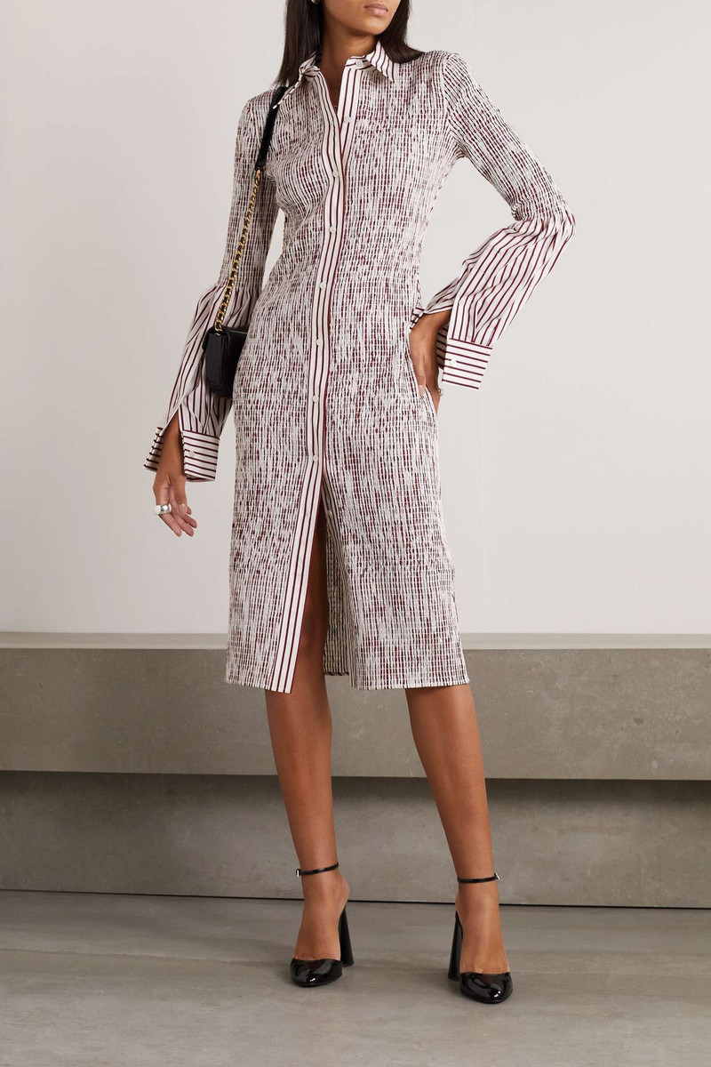 Alexander Wang Smocked striped cotton-poplin shirt dress outlook