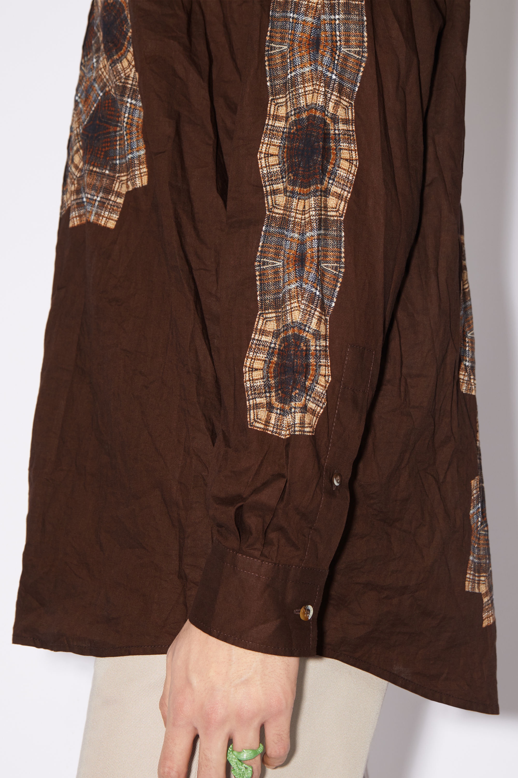 Long sleeve print shirt - Brown - 4