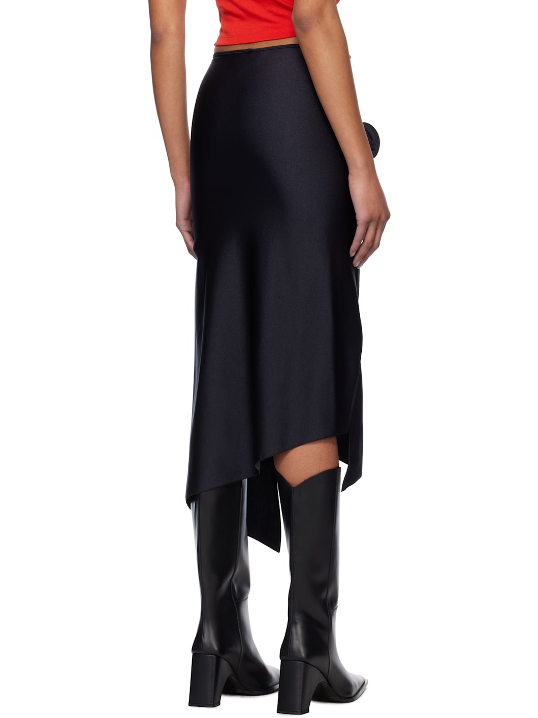Black Flower Midi Skirt - 3