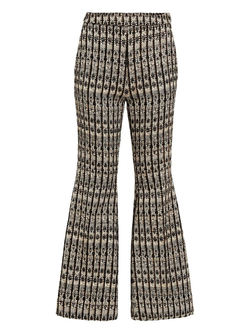 optical bouclé flared trousers 5