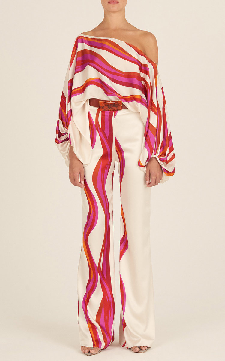 Bellagio Asymmetric Silk Blouse print - 2