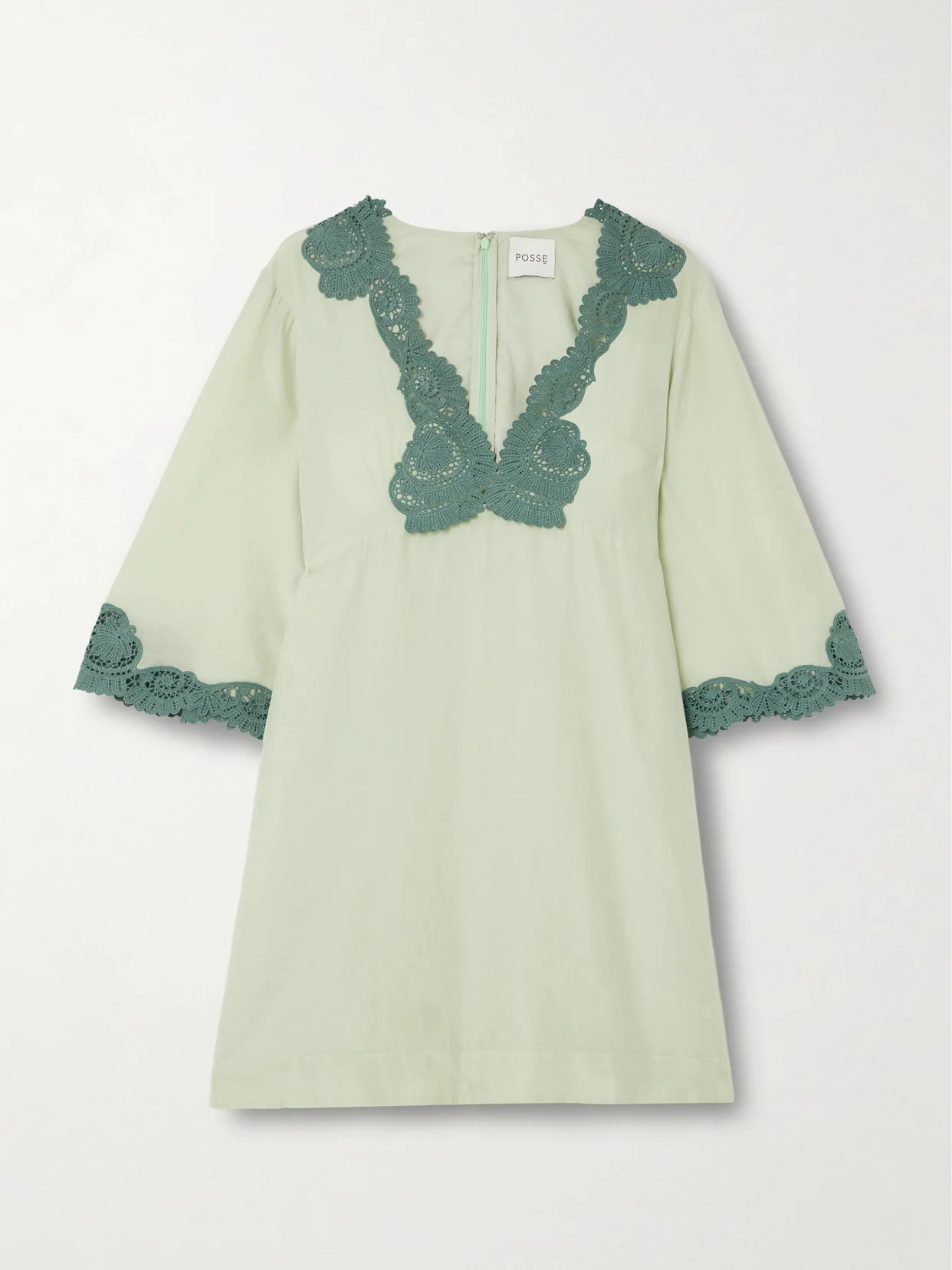 Darya Lace-trimmed Cotton And Silk-blend Mini Dress - 1