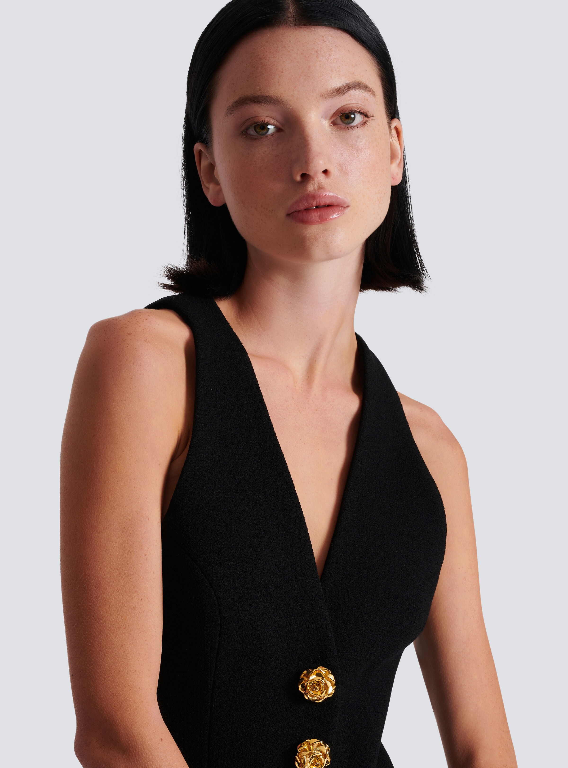 Sleeveless double crepe waistcoat - 7