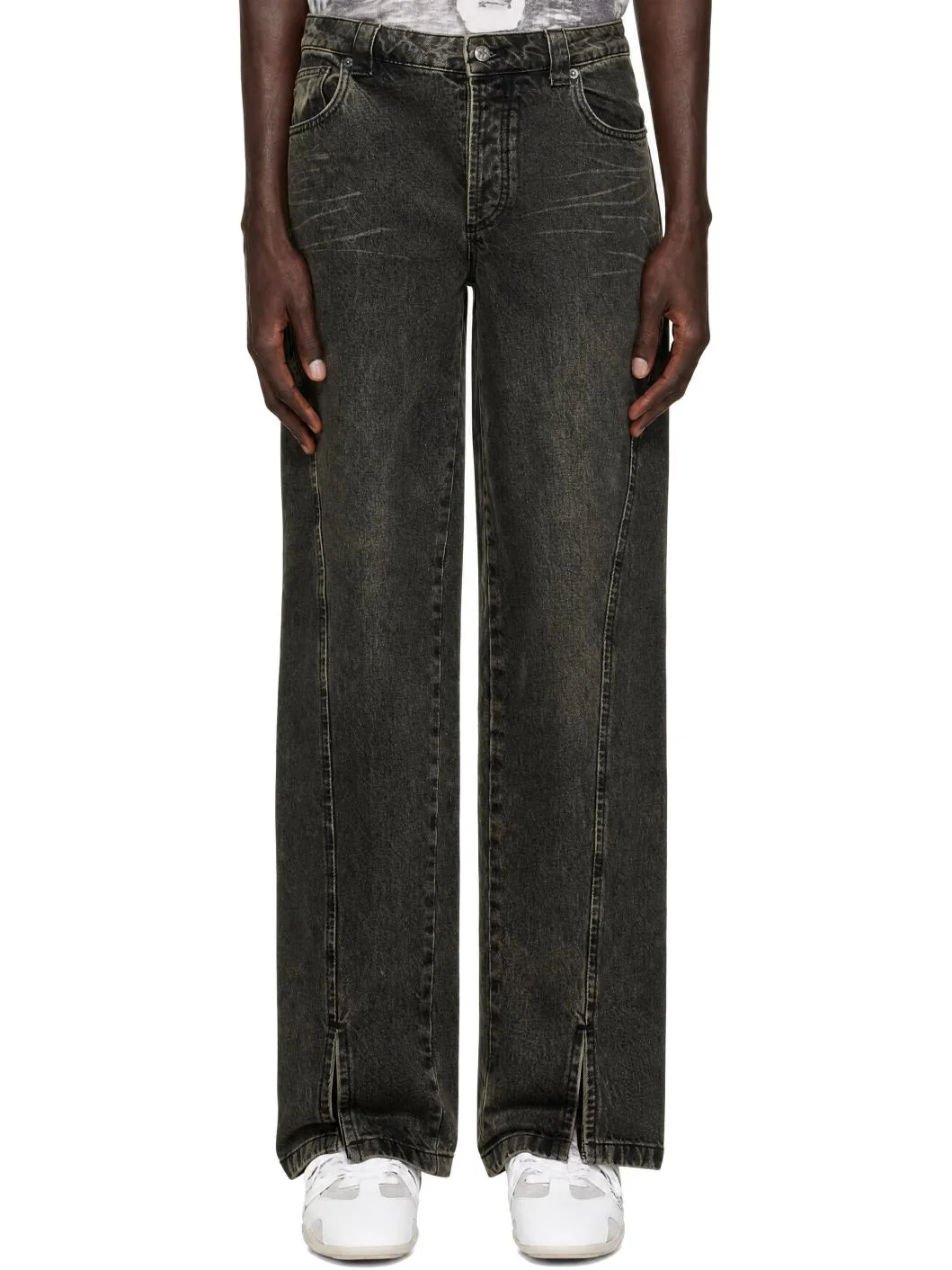 Brown Straight Stonewash Jeans - 1