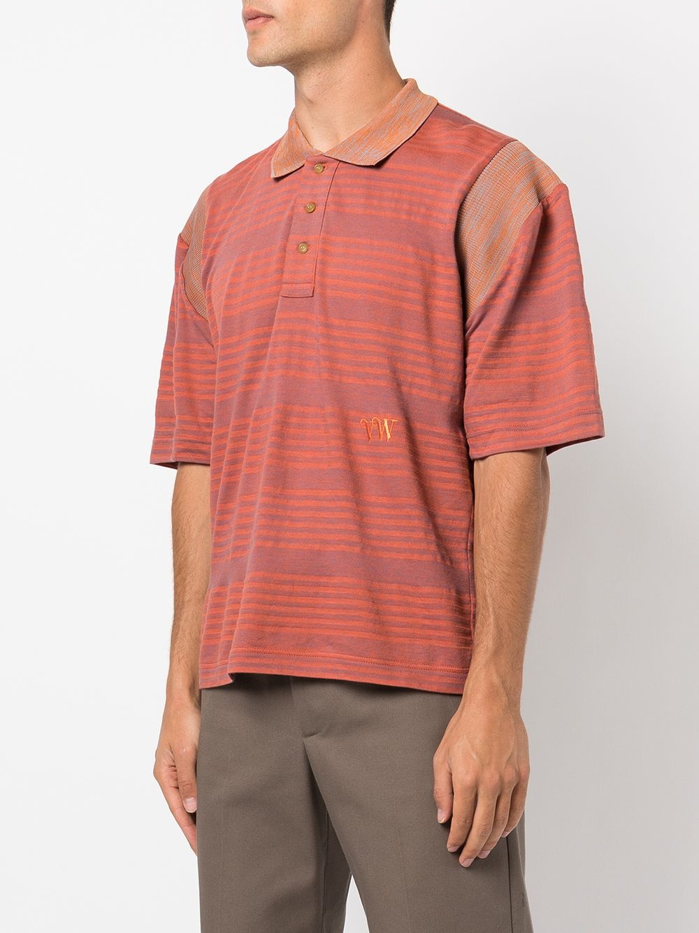 striped pattern polo top - 4