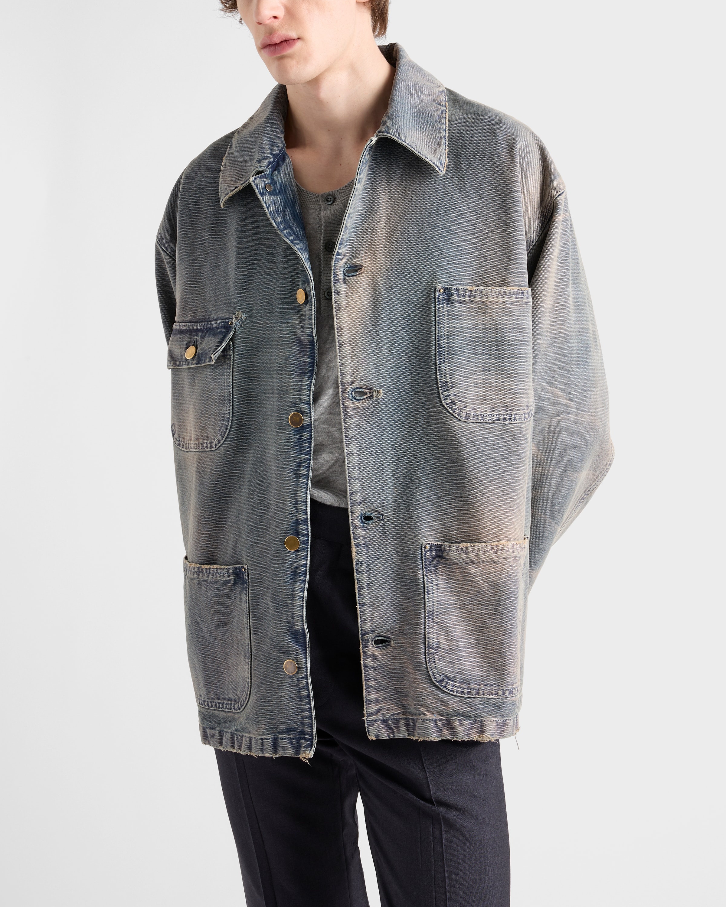 Distressed canvas blouson jacket - 4