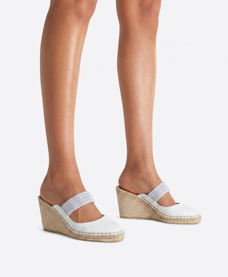Siena 70 White Leather Wedges 5