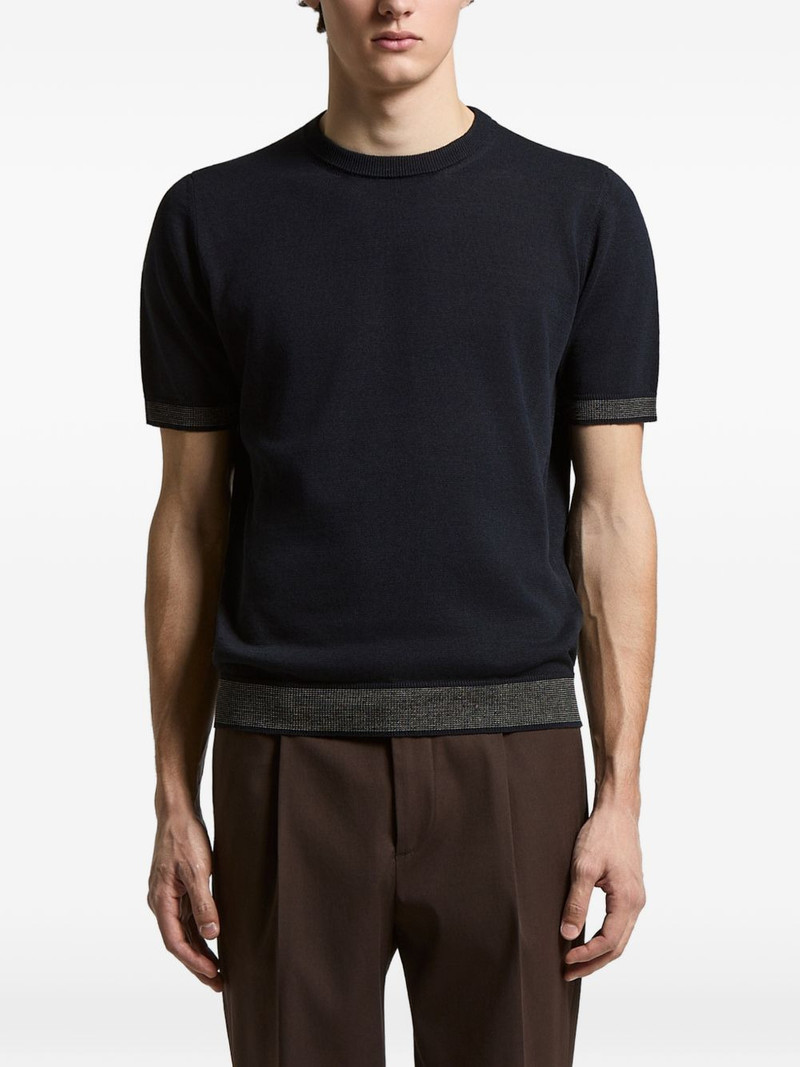 ribbed trim T-shirt 1