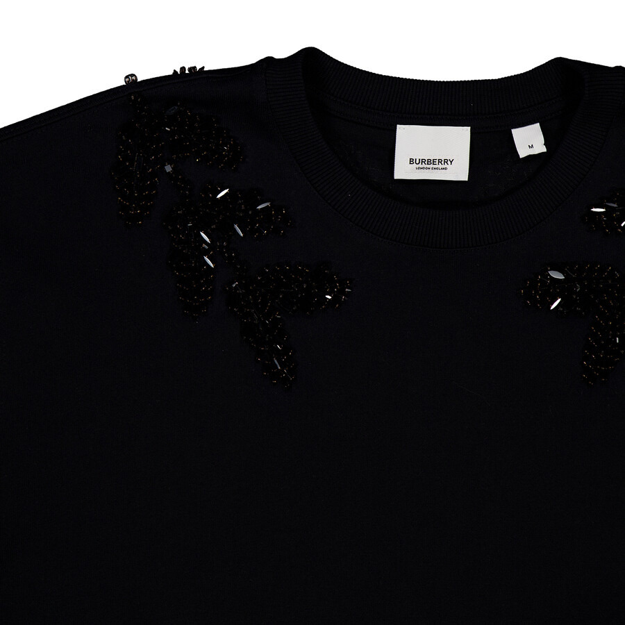Burberry Embellished Crystal Oak Leaf Crest Cotton T-Shirt - 2