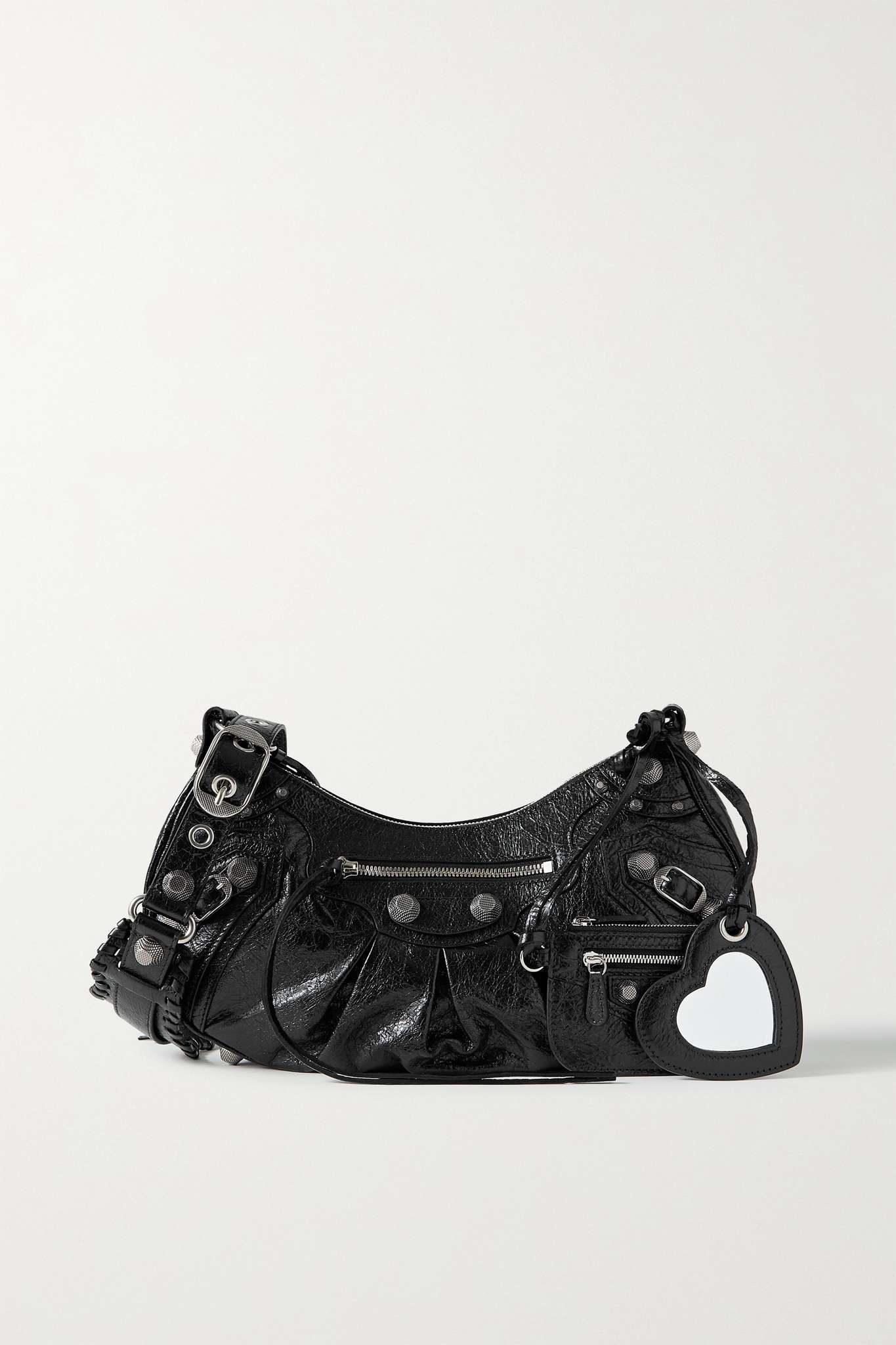 Le Cagole small studded textured-leather shoulder bag - 1