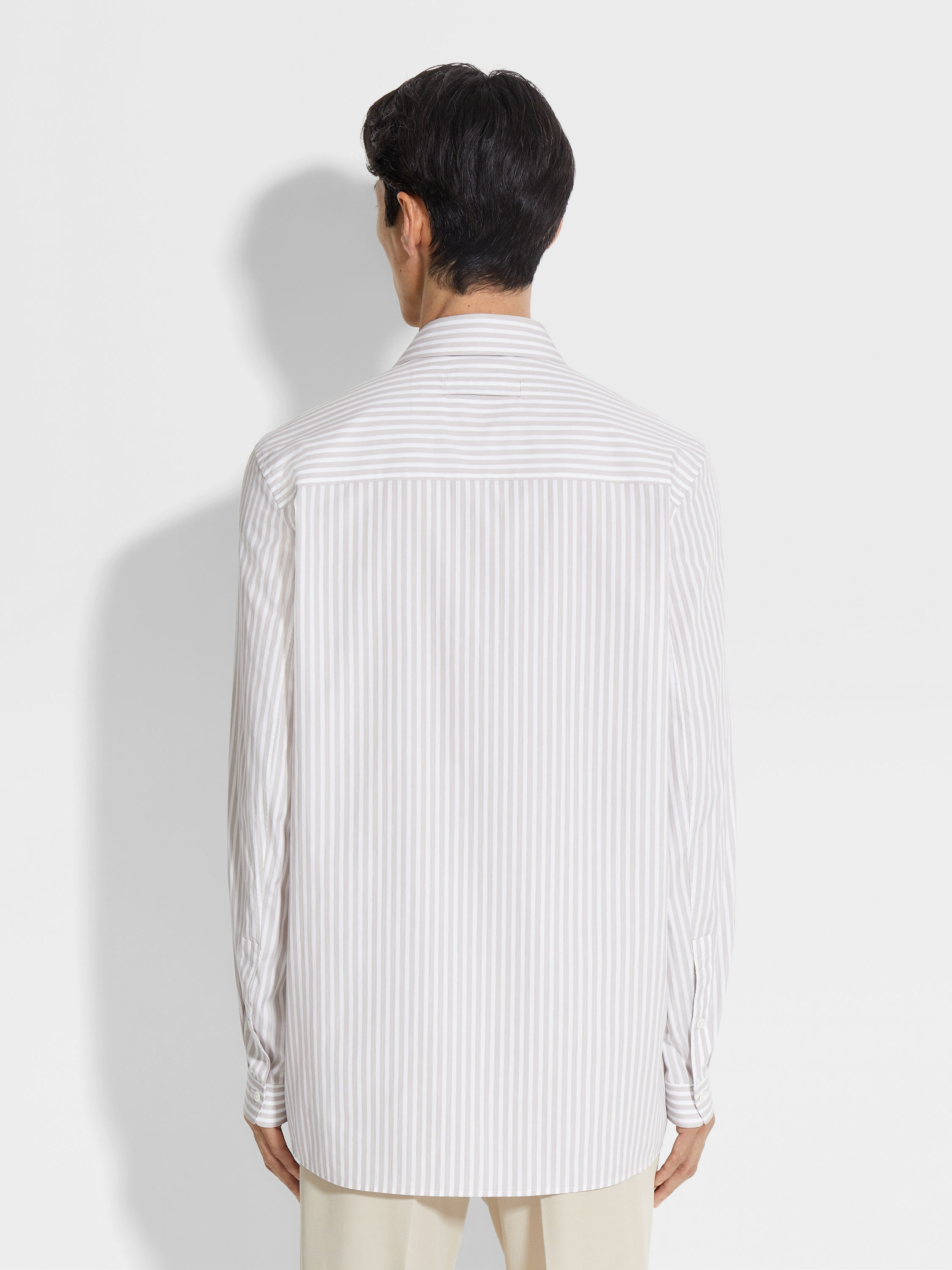 WHITE AND BROWN CENTOVENTIMILA COTTON SHIRT - 5