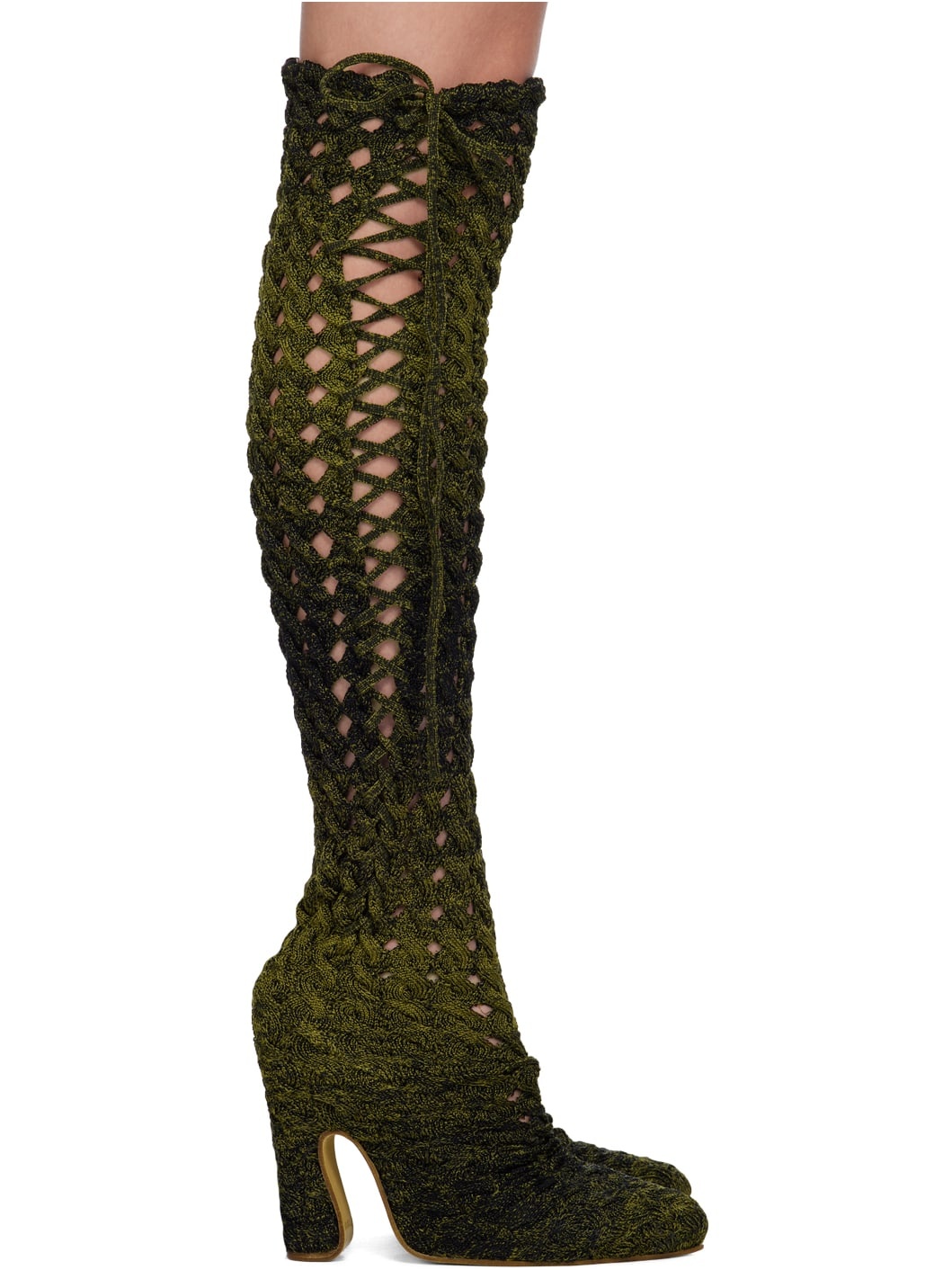 SSENSE Exclusive Khaki & Black Spiral Cable Boots - 1