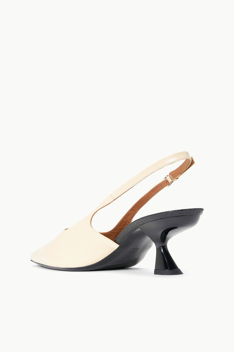 STAUD NEVE SLINGBACK KITTEN HEEL CREAM BLACK 3