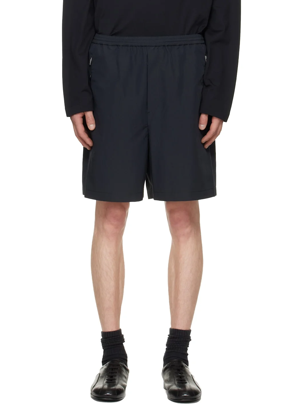 Black Polyester Shorts - 1