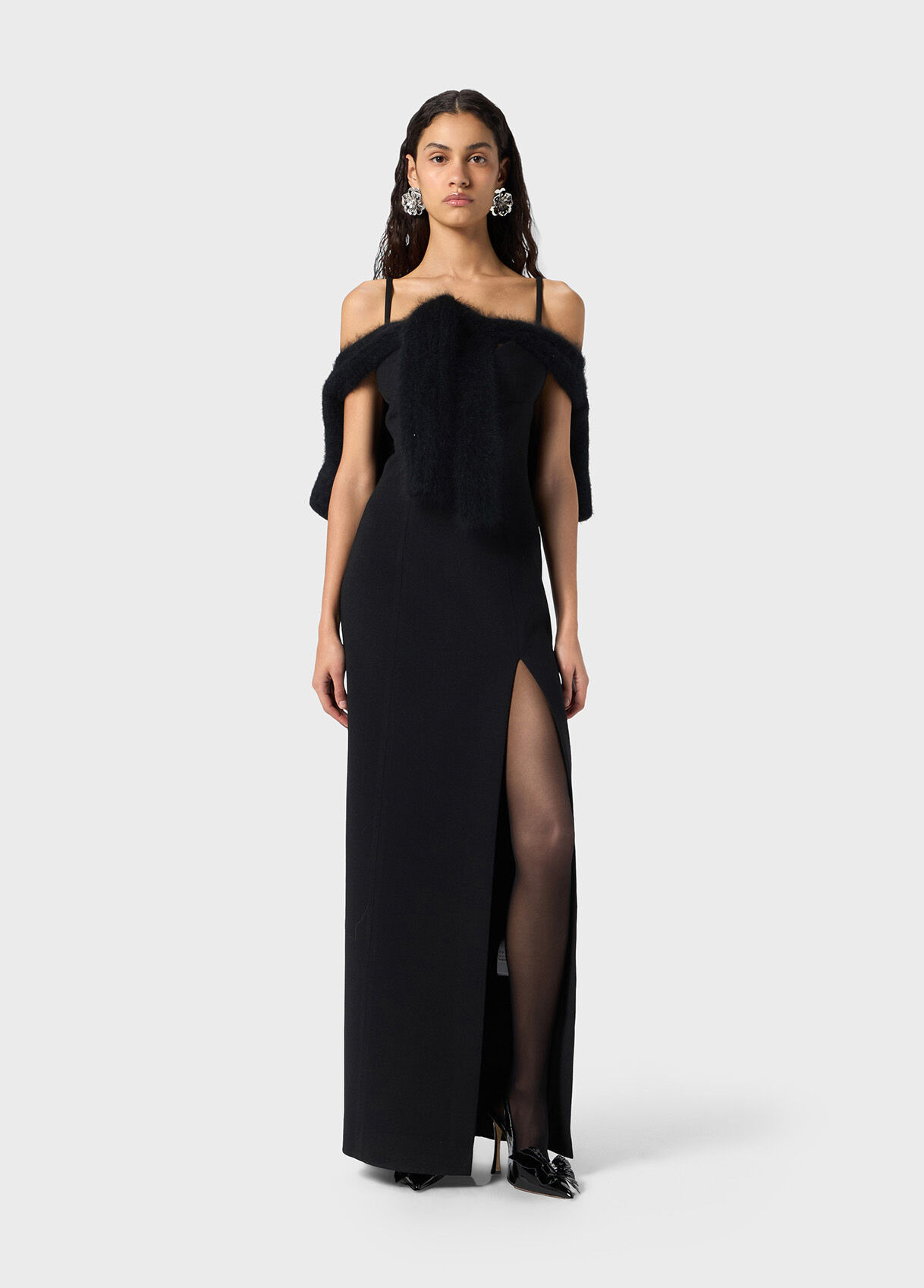 LONG CREPE DRESS WITH SLIT - 5