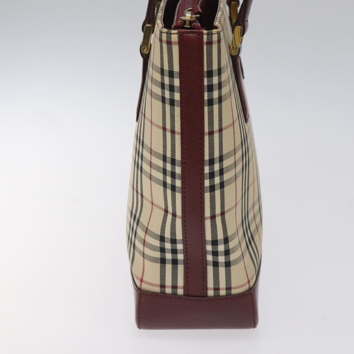 Burberry Nova Check Tote Bag Canvas Leather Beige Red Gold - 3