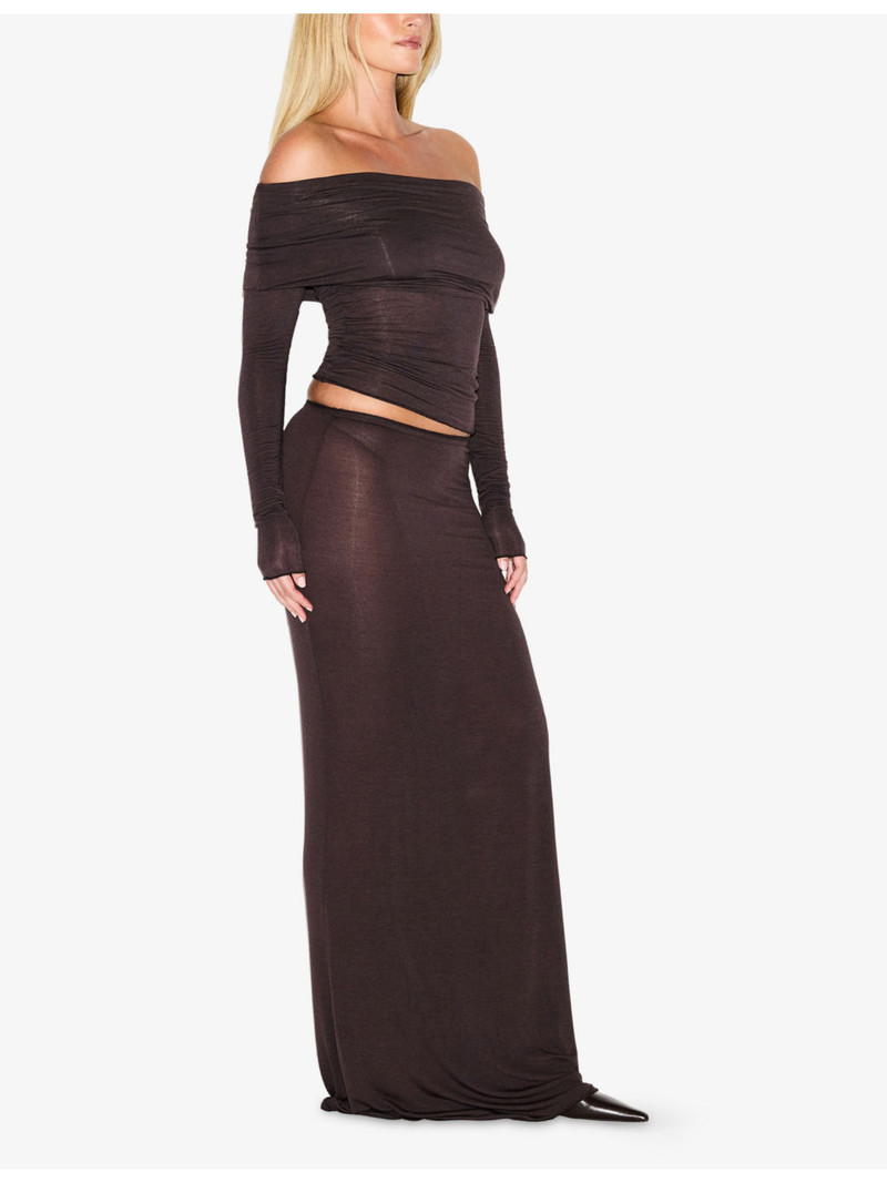 SKIMS Sheer Mid-Rise Stretch-Modal Maxi Skirt outlook