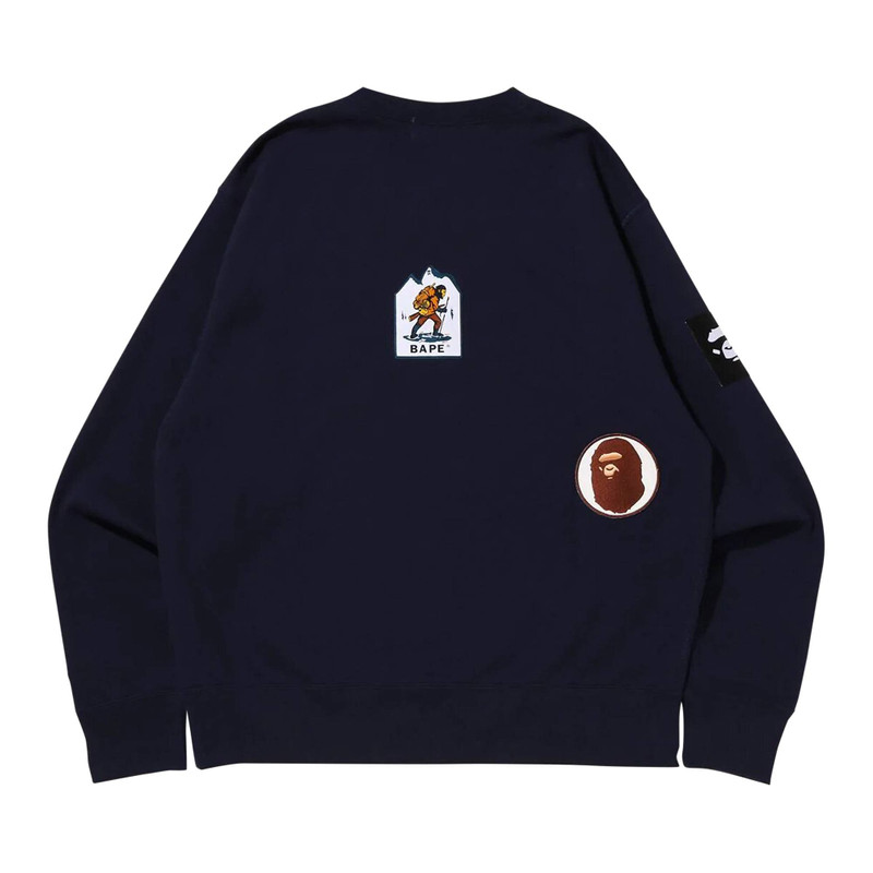 A BATHING APE® BAPE Multi Label Relaxed Fit Crewneck 'Navy' outlook