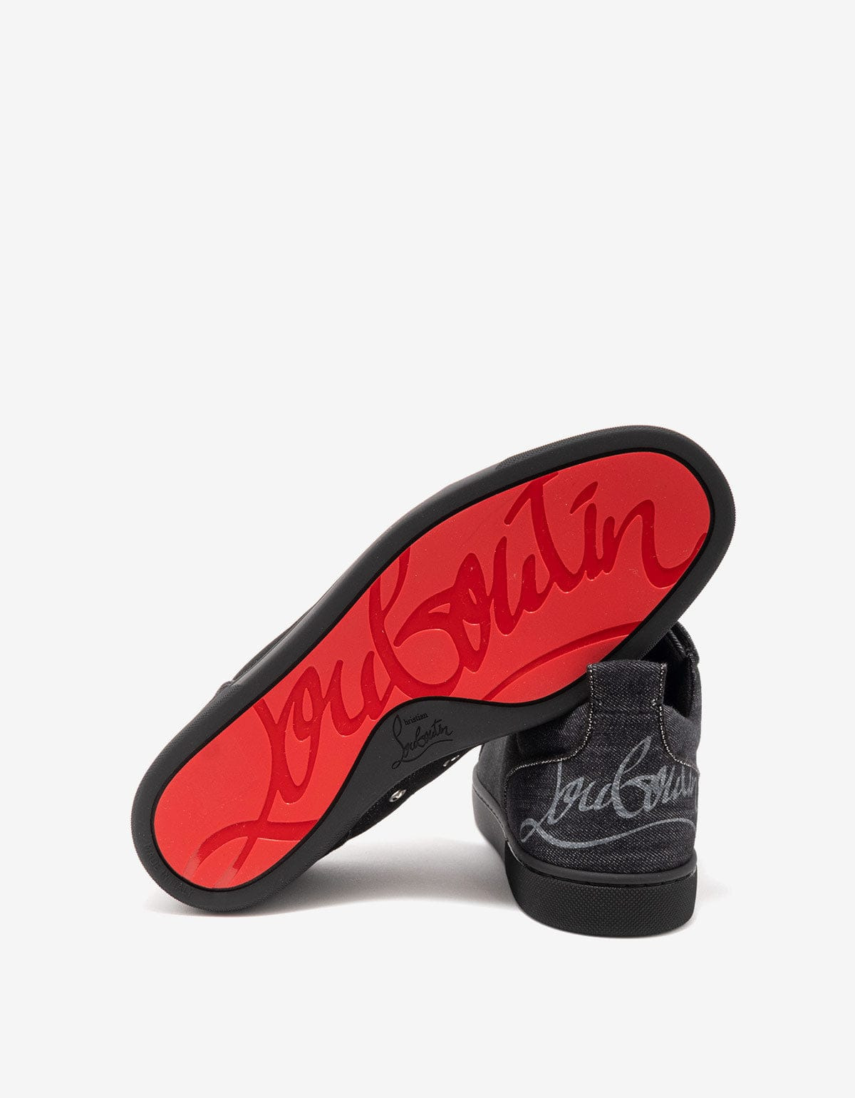 Christian Louboutin Fun Louis Junior Black Denim Trainers - 3