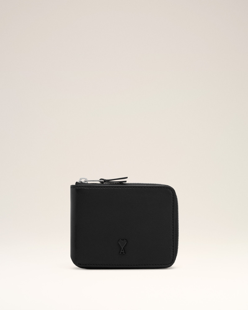 BLACK SMOOTH LEATHER AMI DE COEUR COMPACT WALLET 1