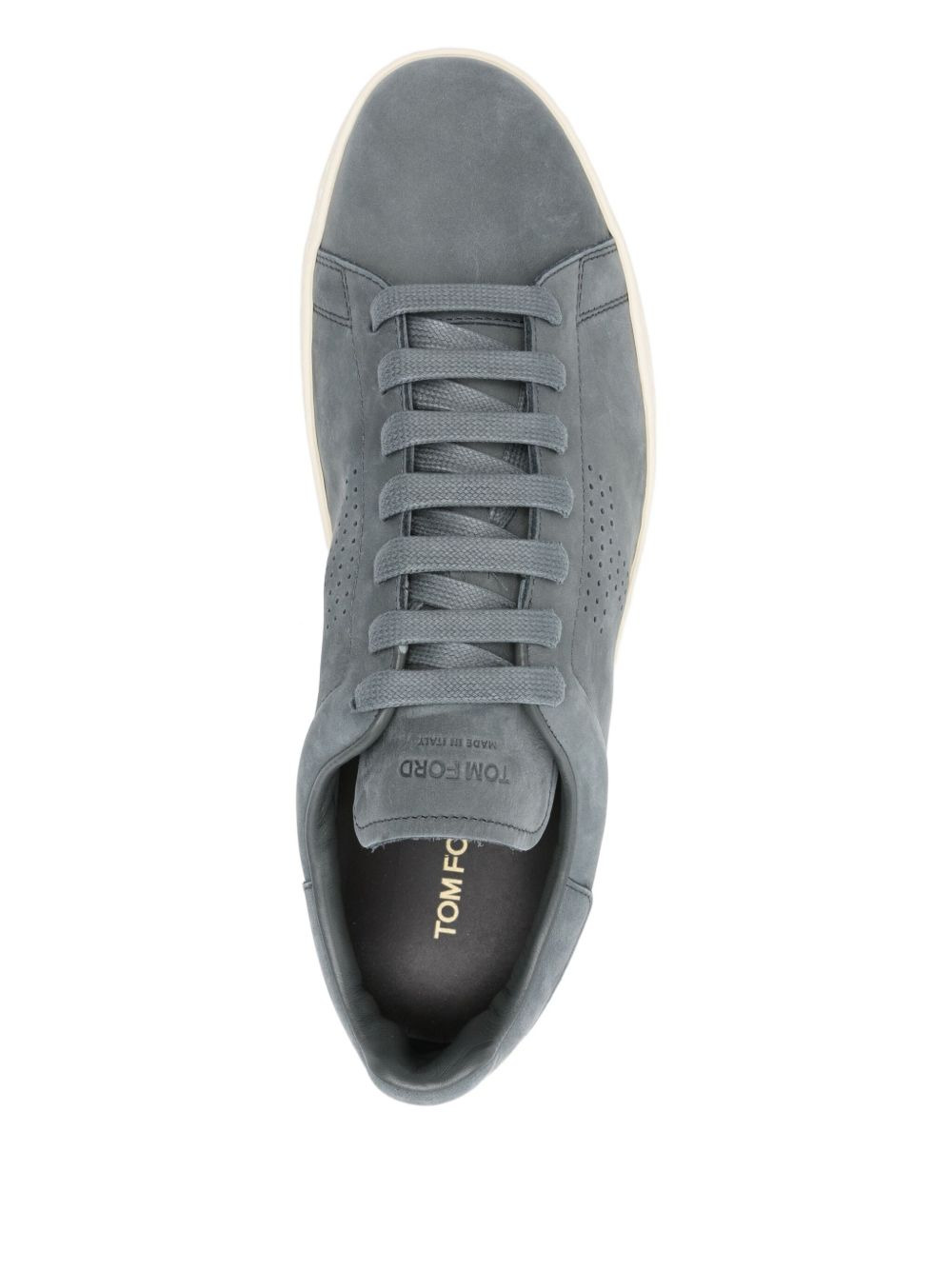 perforated suede sneakers - 4