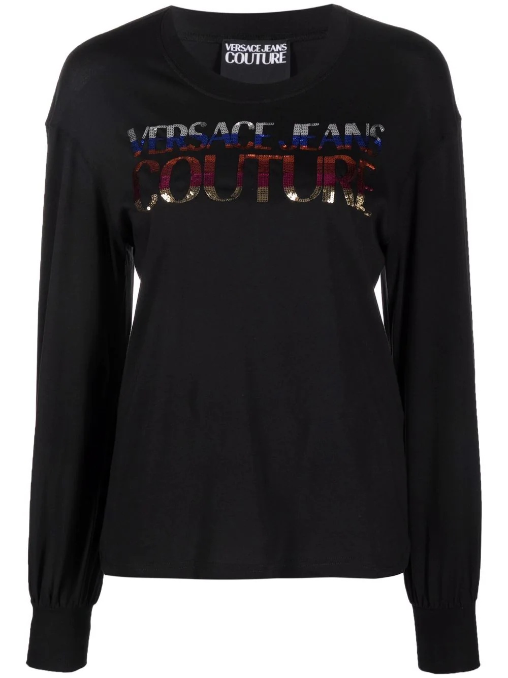 sequined logo long-sleeve T-shirt - 1