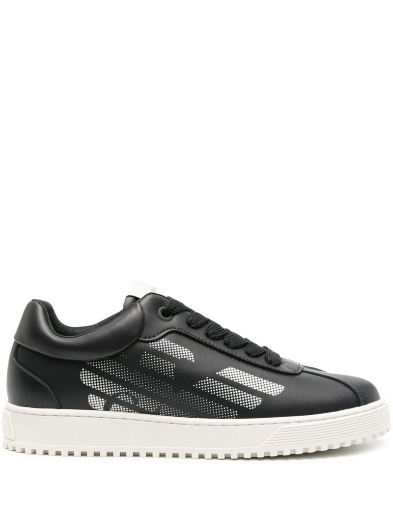 eagle-print leather sneakers 1