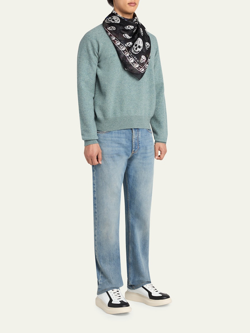 Alexander McQueen Men's Skull Confetti Silk Scarf outlook