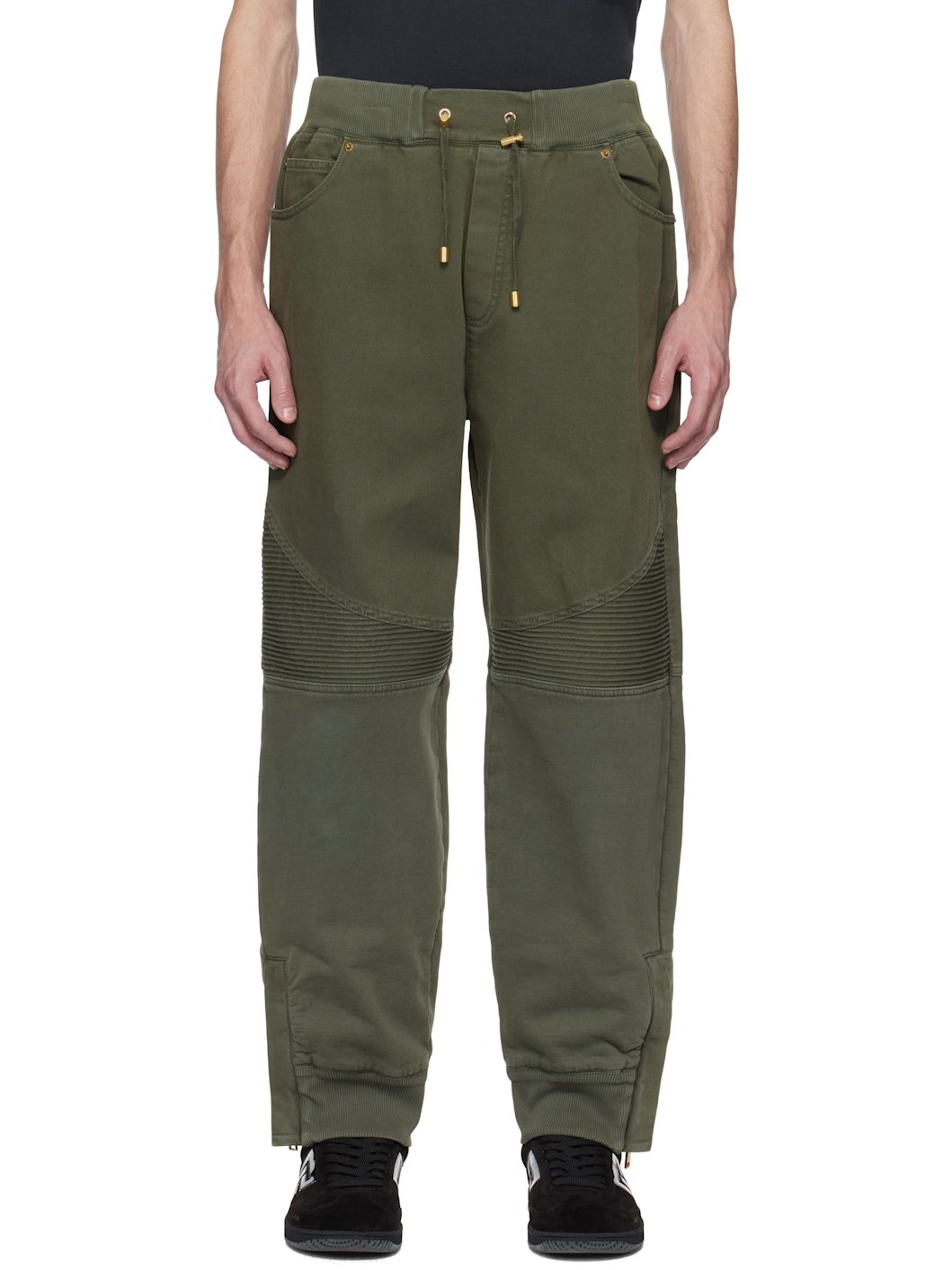 Khaki Loose-Fit Jersey & Denim Trousers - 1