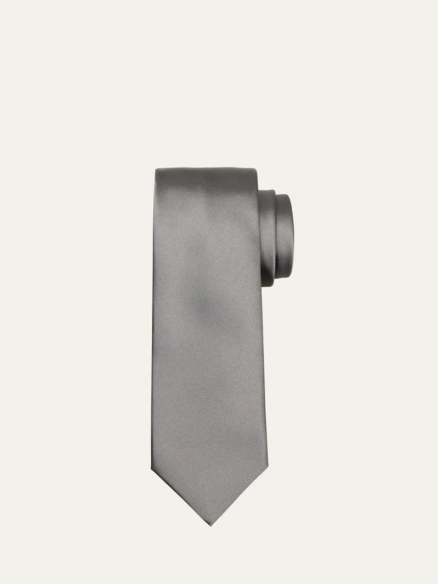Men's Solid Silk Tie - 1